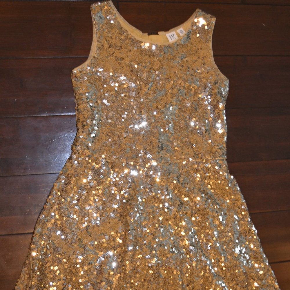 Gap Kids Gold Sequin Sparkle size 10 Medium Dress